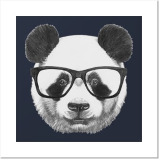 Panda with glasses Posters and Art